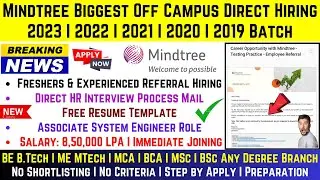Mindtree Biggest Hiring Update | Mindtree OFF Campus Drive 2023 | 2022-2019 Batch | Referral Hiring🔥