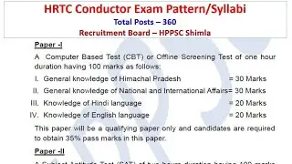 HRTC Conductor Exam Syllabus