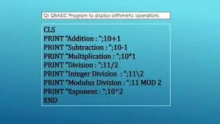 Qbasic Tutorial - Arithmetic Operators - Part 8