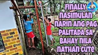 WOW SINIMULAN NA SA WAKAS ANG PALITADA SA BAHAY NG MAG-AMA