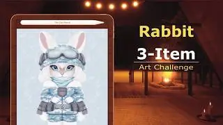 Procreate Speed Painting Arctic Rabbit | 3-Item Art Challenge (Relaxing iPad Art)