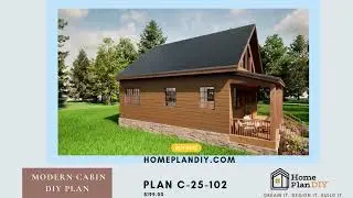24x28 Modern Cabin House Plan &ndash; 2 Bedroom DIY Small Home Design #blueprint #cabin #homedesign