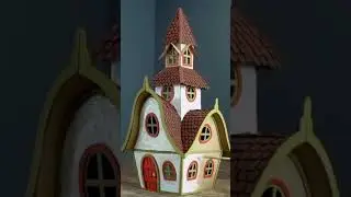 Tower House Design Through Cardboard #easycraft #craftcreations #fairy #handmade #fantasy #handmade