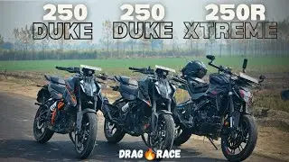 Old duke 250 vs new duke 250  vs xtreme 250R 🔥 DRAGRACE 🔥🔥😲!!