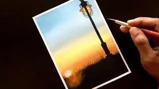 How To Paint Realistic Sunset With Watercolors| Easy Step any Step Watercolor Tutorial For Beginners