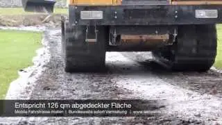 Mobile Fahrstrasse aus Kunststoff f&uuml;r Kettenfahrzeuge