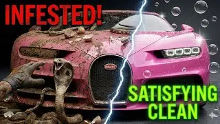 ASMR Car Restoration | Abandoned Bugatti Chiron Deep Clean & Pink Makeover | Satisfying