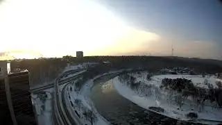 Vilnius nuo Neries krantų 2026-01-11 dienos vaizdai pagreitintai