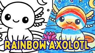 🌸 Cute Axolotl Coloring Page &ndash; Lily Pad & Fish Friend | Relaxing Art