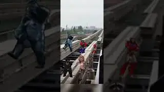 VFXVideo magic animation train stop railgate crossing spiderman #animationmagic #dame to cosita