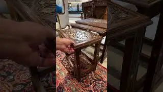 hand-carved and inlaid side table set