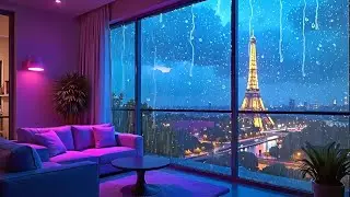 Night Paris Balcony ☕ Chill Lofi Music for Deep Focus & Relax | Lofi Rain