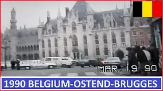 1990 Video | Driving in Belgium from UK | Ostend - Bruges in 1990 | Belgium Road Trip