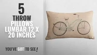 Top 10 Throw Pillows Lumbar 12 X 20 Inches [2018]: DECORLUTION Clear Bicycle Print Rectangular Throw