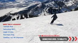 Jackson Hole’s Highest Ski Run! 🚠 Rendezvous Bowl ◾️🔷️ to Sublette Chair | 4K Adventure