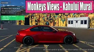 The Crew Motorfest Photo Ops Monkeys Views - Kahului Mural - Dogs and Cars mural
