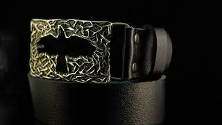 Belt with brass buckle &ldquo;Crow&rdquo; Шкіряний ремінь 