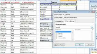Percentage & cumulative frequency tables