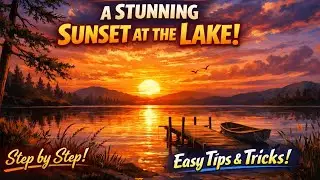 Sunset at the lake drawing 💓😇🌌| beautiful drawing | wave art design | art drawing video | 