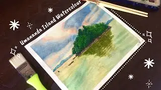 Umananda Island: The smallest river island in the world // watercolor 🌳✨