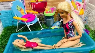 Barbie and Chelsea Vacation House and Pool!!