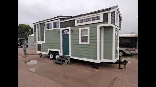 9 x 28 Green  Modern Bungalow dual loft discounted #tinyhouse #tinyhouseonwheels #smallhouse #adu