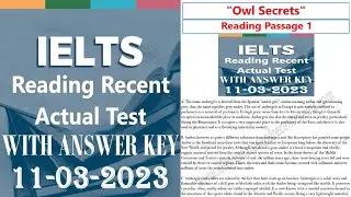 11 March 2023 IELTS Reading / Evening Slot / Reading Passage 1 With Answers / INDIA