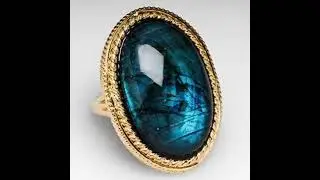 Designer Unisex Blue Labradorite Gemstone Ring Pure Silver Jewelry