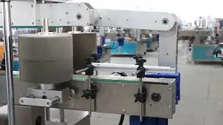 Automatic double sides labeling machine testing with washing liquid/detergent bottle