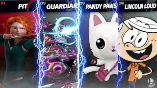 Super Smash Bros Ultimate New Mods Merida vs Guardian vs Pandy Paws vs Lincoln Loud
