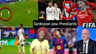 Fifa sanksyone Ajanten an Prestianni, Real Madrid rejwenn bon Vinicius epi Mbappe ap desann