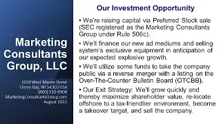 Looking for your next best PRE IPO investment? Marketing Consultants Group LLC