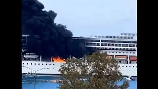 SHIP ACCIDENT#MSC Lirica suffers fire during stay in Port of Corfu#GREECE
