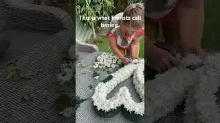 Basing an oasis floral foam Funeral heart with white spray chrysanthemums. #funeralarrangment