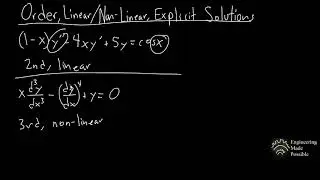 Order, Linear/Nonlinear, Explicit solution Problems - Differential Equations