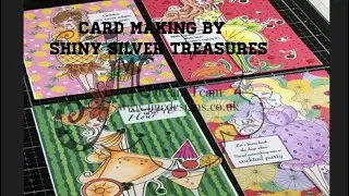 JMC designs - the cocktail girls making 4 simple cards using the digi stamps