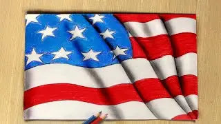 Realistic Flag Drawing of United States