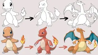 ヒトカゲ、リザード、リザードンの描き方 | ポケモンの進化