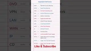 Important full forms/Full forms of Ram,Rom,Cpu,Url,Usb,Dvd,Vpn,Lan,Wan,Ip,Cd,Ups,Sata,Http,Https#gk