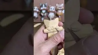 고양이 목조각인형 Carve a little cat