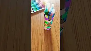 Make a Simple & Beautiful weaving pen holder| Use coloured paper strips |#craftidea |#crafts
