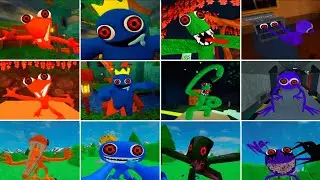 Rainbow friends chapter 1 all Monsters Jumpscares V'S Accurate Rainbow  Roleplay V'S Hungry friends 