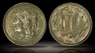 1865 Three Cent Nickel PCGS MS63 with Strong Clash Marks on Both Sides