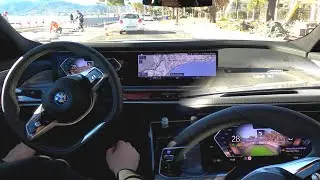 BMW i7 xDrive60: Driving Assistant Professional, semi-automated trip with energy consumption mpkWh