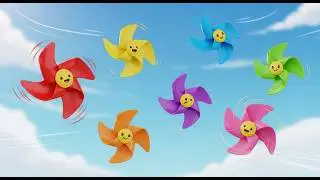 Seven Little Toy Pinwheels Twirl Twirl Twirl | Colorful Wind Toy & Counting Song