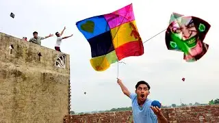 Monster Kite Flying Vs Small Kite Catch | Plasticbag Kite Cut