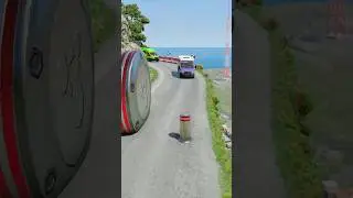 Car Vs Bollard Crush - BeamNG Drive #car #bollards #crush #shorts