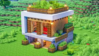 Minecraft Tutorial &ndash; EASY Survival Wooden House Build Strong & Stylish Base Design