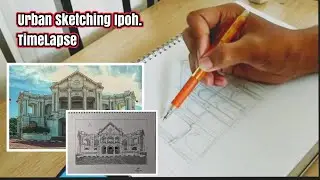 Lukisan PKP | Urban Sketching Bangunan Dewan Bandaran Ipoh - Timelapse