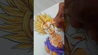 Drawing Gohan ✨Doms colour pencil Vs Super soft ✨ Part 2 #shorts #dragonball #gohan